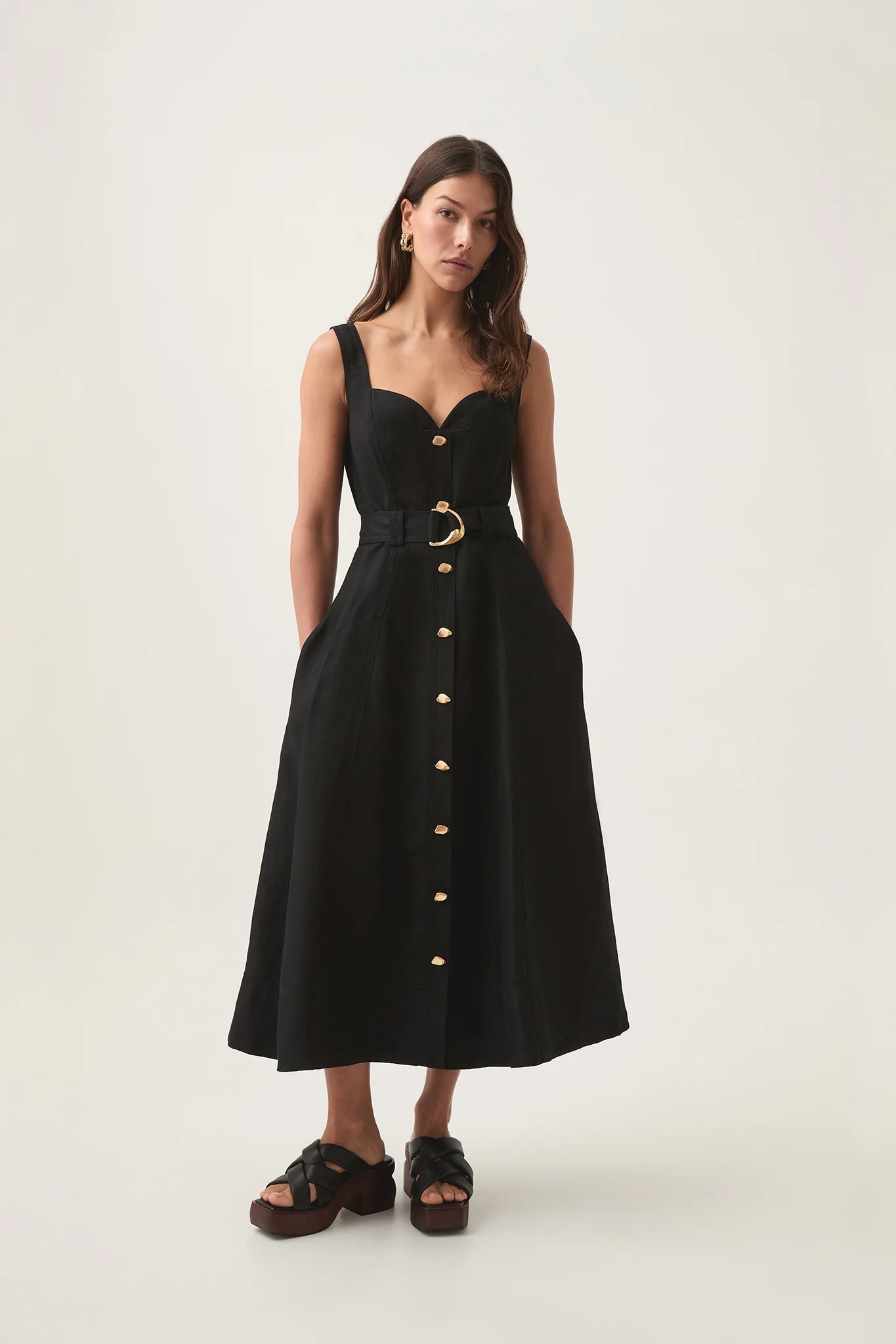 aje clay belted midi dress Aje. Clay Belted Midi Dress