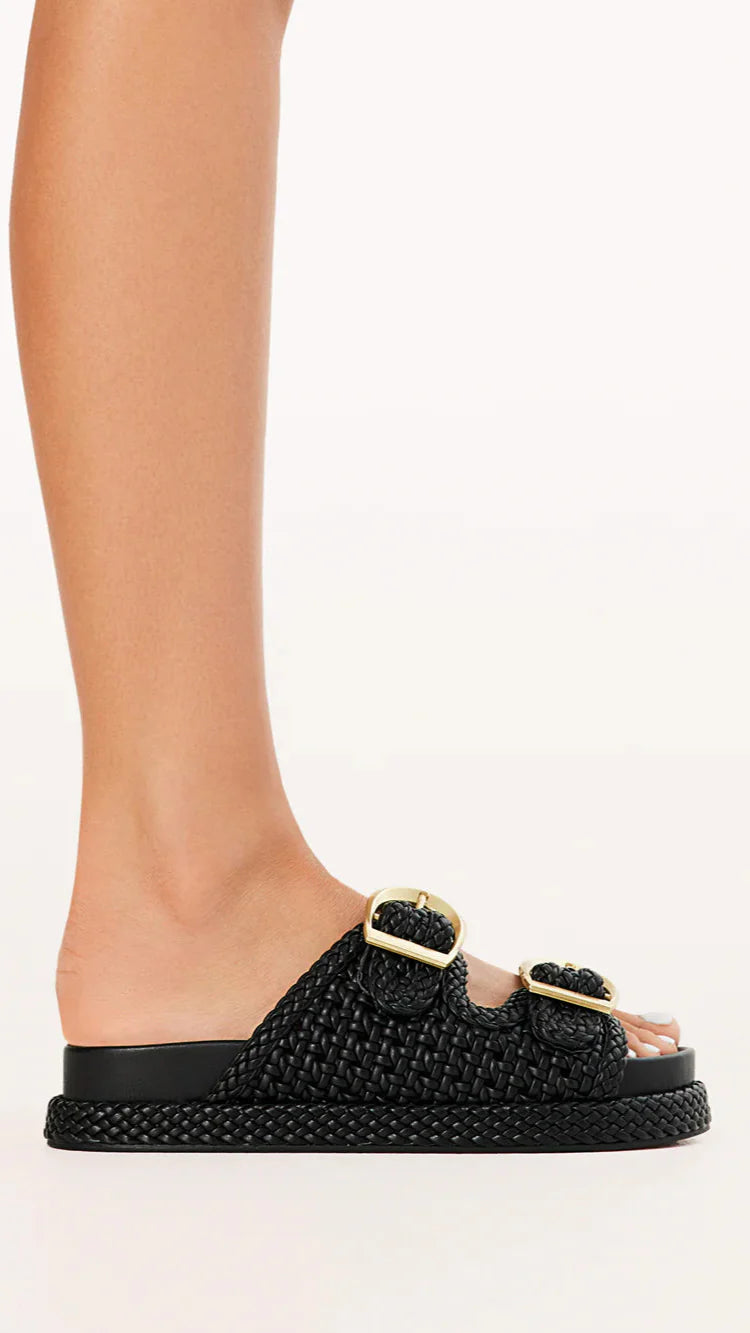 Billini Gisella Black Weave Sandals - Size UK 5