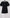 Black mini dress with puff sleeves on a hanger against a white background