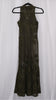 Olive green lace dress on a hanger against a white background