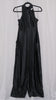 Black satin jumpsuit on a hanger against a white background