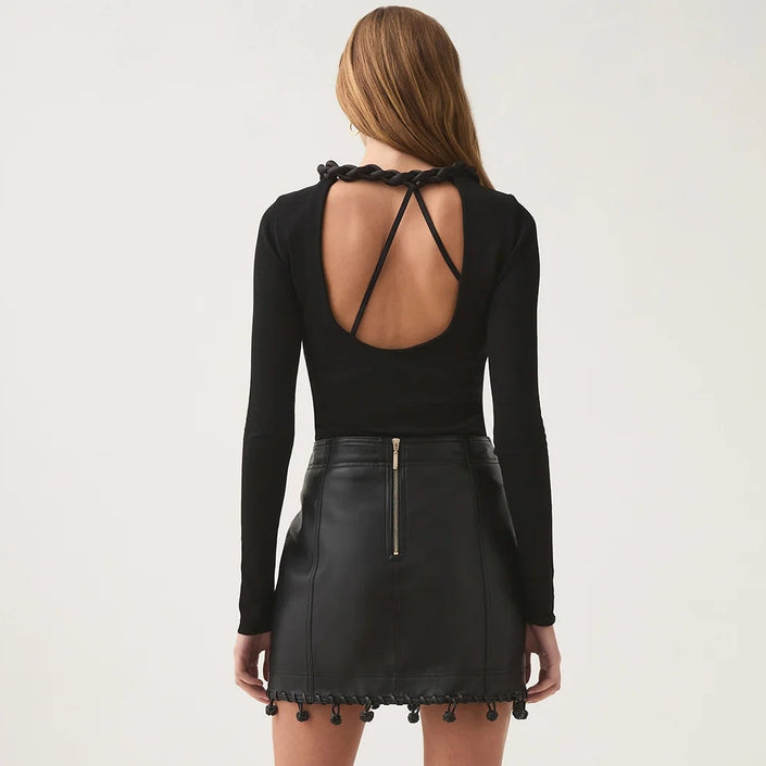 Aje Unity Braided Knot Black Mini Skirt - Size 6