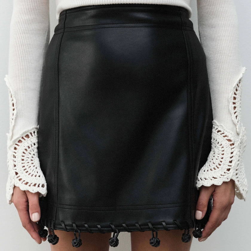 Aje Unity Braided Knot Black Mini Skirt - Size 6