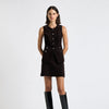 Cue Japanese Cotton Corduroy Brown Waistcoat and Mini Skirt Set - Size 6