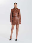 Ena Pelly A line Brown Leather Mini - Size 16