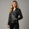 Jerri Jones Classic Limited Edition Leather Biker Jacket - Size 12