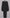 Black dress with long sleeves and cut outs on a hanger against a white background